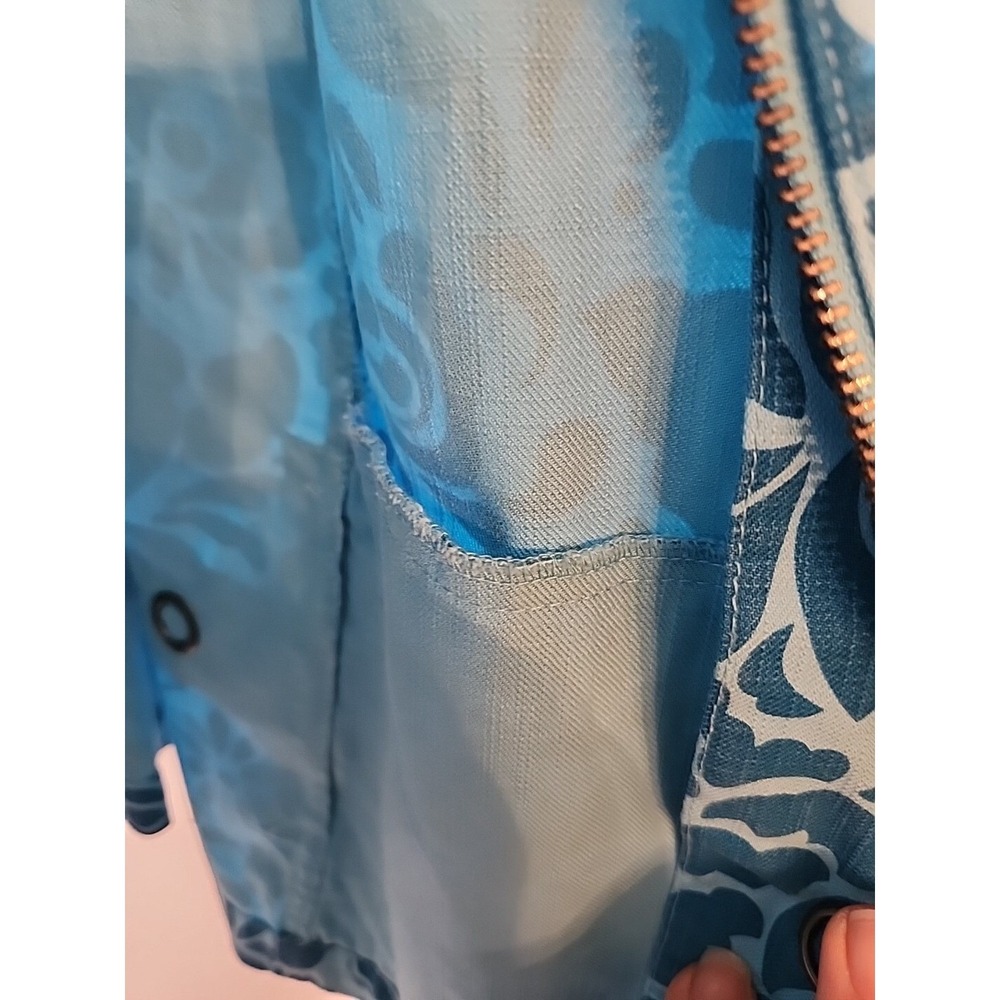 Coldwater Creek Floral‎ Jacket Long Sleeve Teal Blue Full Zip Lined Womens L - Picture 9 of 16